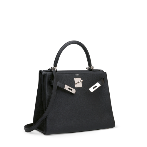 Hermes Kelly 28 Togo Noir Silver