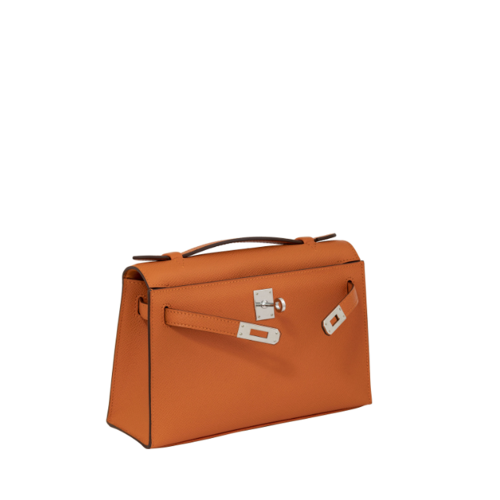 Hermes Mini Kelly I Epsom Orange Silver