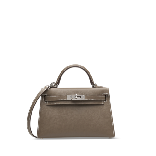 Hermes Kelly II Mini Epsom Etoupe Silver