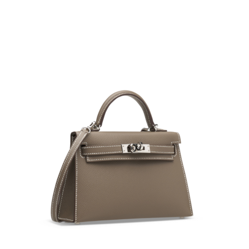 Hermes Kelly II Mini Epsom Etoupe Silver