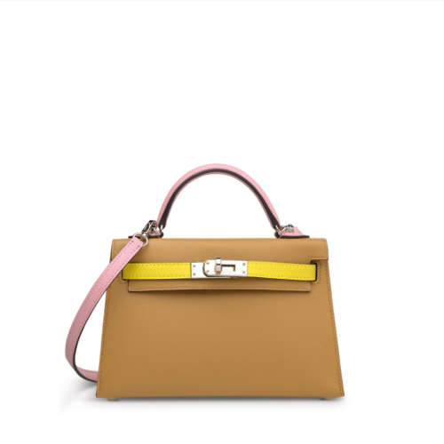 Hermes Kelly II Mini Epsom Chai Mauve Sylvestre Lime Silver