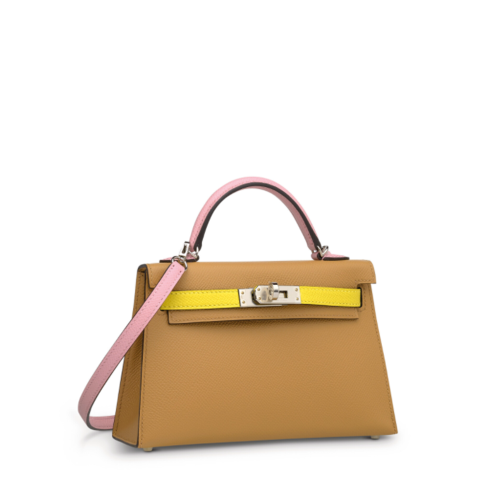 Hermes Kelly II Mini Epsom Chai Mauve Sylvestre Lime Silver