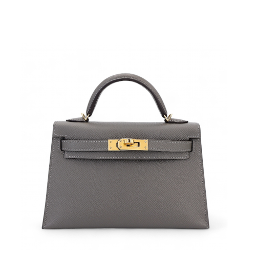 Hermes Kelly II Mini Epsom Gris Meyer Gold
