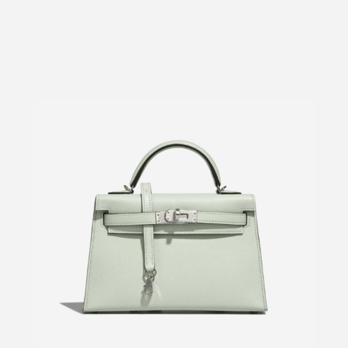 Hermes Kelly II Mini Epsom Vert fizz Silver