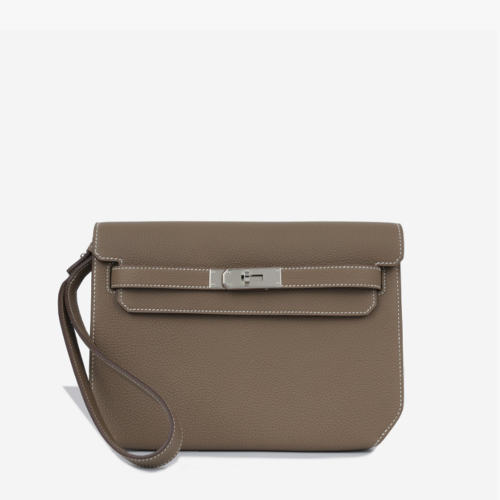 Hermes Kelly Depeches 25 Togo Etoupe Silver