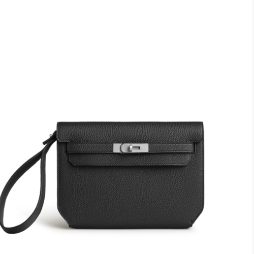 Hermes Kelly Depeches 25 Togo Noir Silver