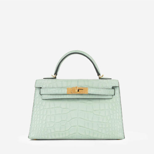 Hermes Kelly II Mini Matte Alligator Vert deau Gold