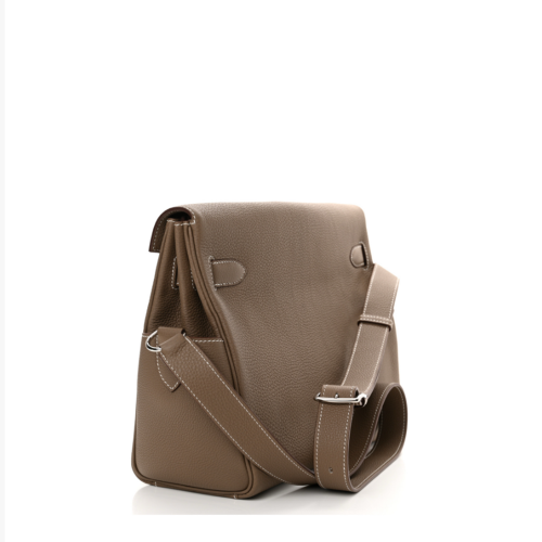 Hermes Kelly Messenger GM Togo Etoupe Silver