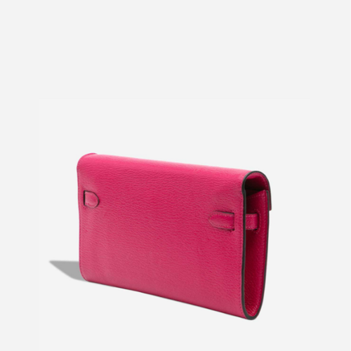 Hermes Kelly to go Chevre Mysore Rose Mexico Silver