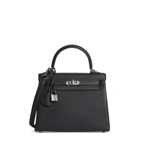 Hermes Kelly 25 Togo Noir Silver