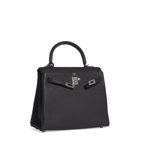Hermes Kelly 25 Togo Noir Silver