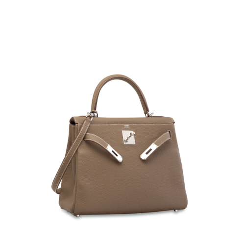 Hermes Kelly 28 Togo Etoupe Silver
