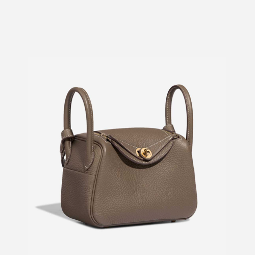 Hermes Lindy Mini Clemence Etoupe Gold