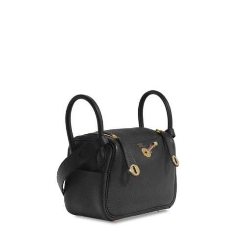 Hermes Lindy Mini Clemence Noir Gold