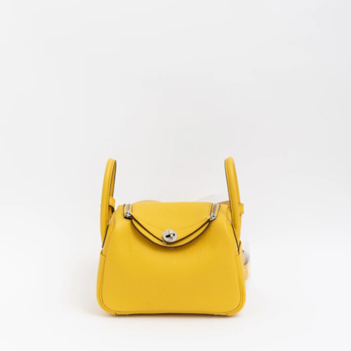 Hermes Lindy Mini Clemence Jaune Ambre Silver