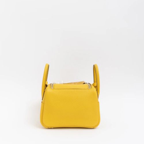 Hermes Lindy Mini Clemence Jaune Ambre Silver