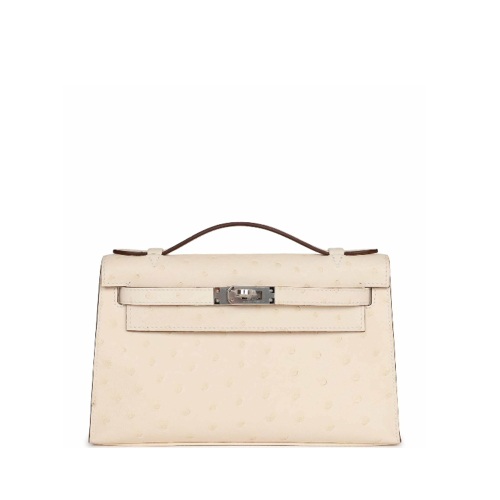 Hermes Mini Kelly I Ostrich Nata Silver