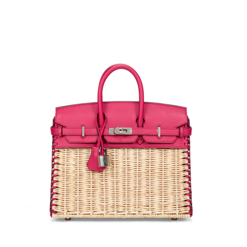 Hermes Picnic Birkin 25 Swift Osier Framboise Silver