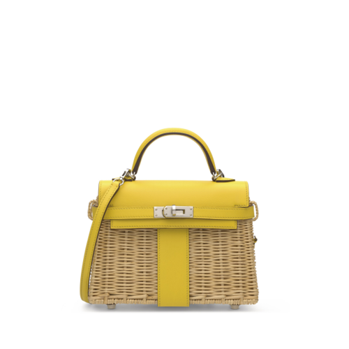 Hermes Picnic Kelly Mini Swift Osier Lime Silver