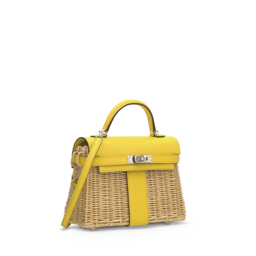Hermes Picnic Kelly Mini Swift Osier Lime Silver