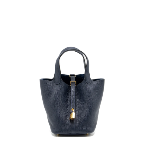 Hermes Picotin 18 Clemence Bleu Nuit Gold
