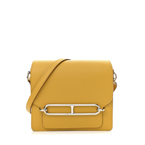 Hermes Roulis Mini Evercolor Jaune Ambre Silver