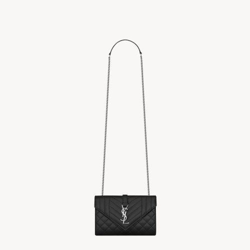 Saint Laurent ENVELOPE SMALL IN QUILTED GRAIN DE POUDRE EMBOSSED LEATHER