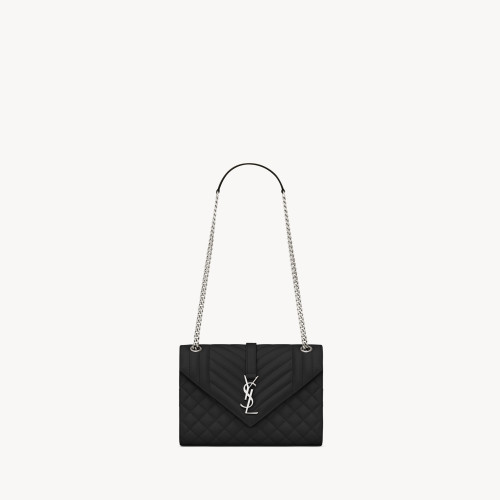 Saint Laurent ENVELOPE MEDIUM IN QUILTED GRAIN DE POUDRE EMBOSSED LEATHER