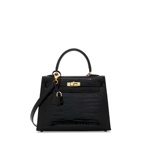 Hermes Kelly 25 Alligator Noir Gold