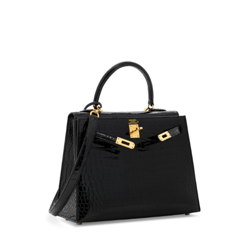 Hermes Kelly 25 Alligator Noir Gold