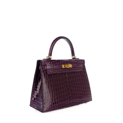 Hermes Kelly 25 Alligator Amethyst Gold