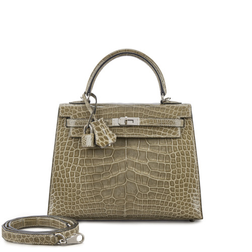 Hermes Kelly 25 Nile Crocodile Gris Tourterelle Gold