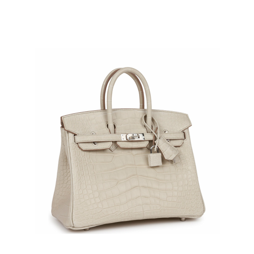 Hermes Birkin 25 Alligator Beton Silver