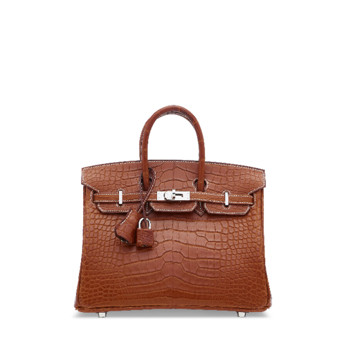 Hermes Birkin 25 Alligator FAUVE BARENIA Silver