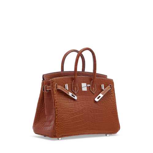 Hermes Birkin 25 Alligator FAUVE BARENIA Silver