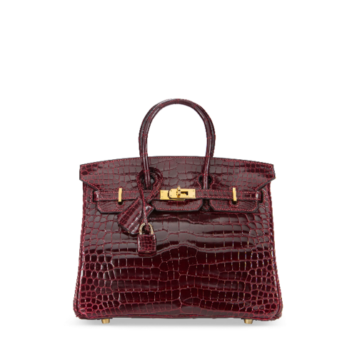Hermes Birkin 25 Nile Crocodile Bordeaux Gold