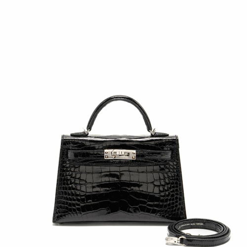 Hermes Mini Kelly II Noir Silver