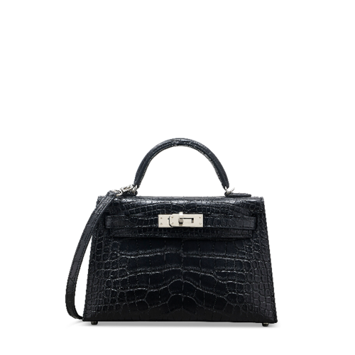 Hermes Mini Kelly II Noir Silver