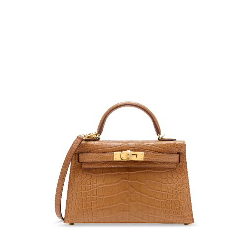 Hermes Kelly Mini II Alligator Gold Gold