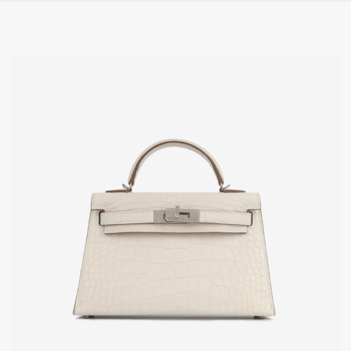 Hermes Kelly Mini II Alligator Nata Silver