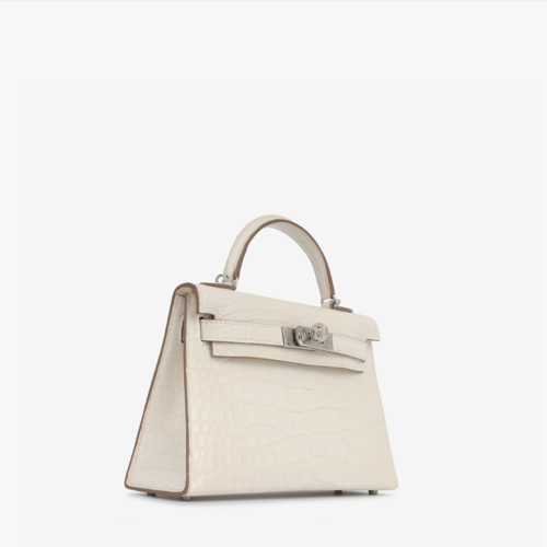Hermes Kelly Mini II Alligator Nata Silver