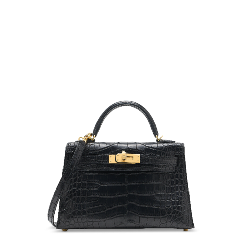 Hermes Kelly Mini II Alligator Noir Gold