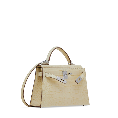 Hermes Kelly Mini II Alligator VANILLE Silver