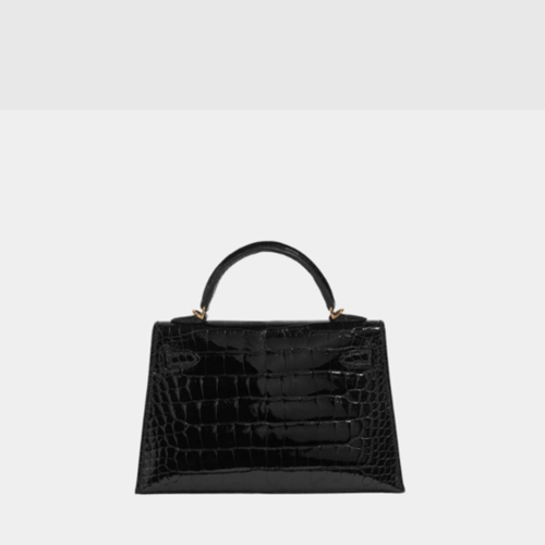 Hermes Kelly Mini II Porosus Noir Gold