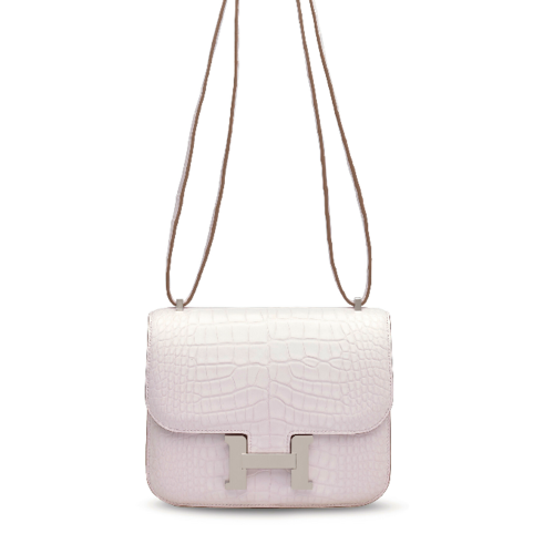 Hermes Constance 19 Crocodile/Alligator Mauve Pale Silver