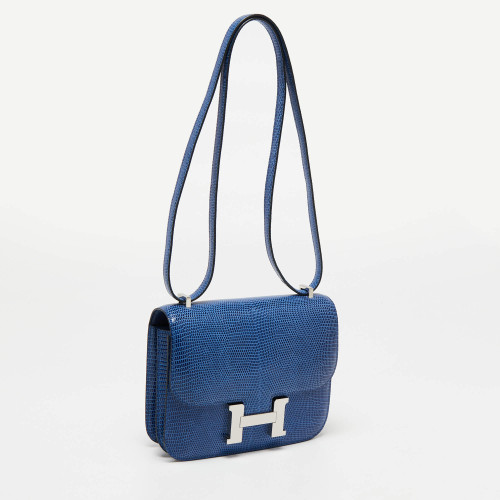 Hermes Constance 19 Lizard Bleu saphir Silver