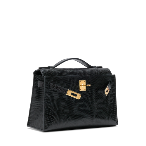 Hermes Kelly I Lizard Noir Gold