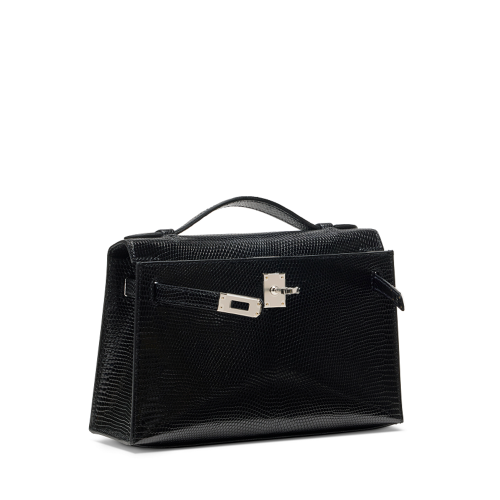 Hermes Kelly I Lizard Noir Silver