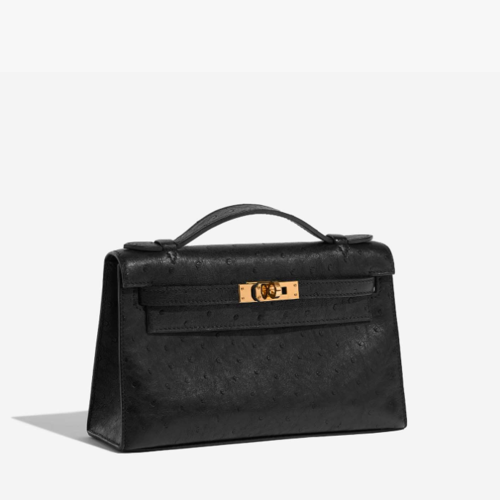 Hermes Kelly I Ostrich Noir Gold