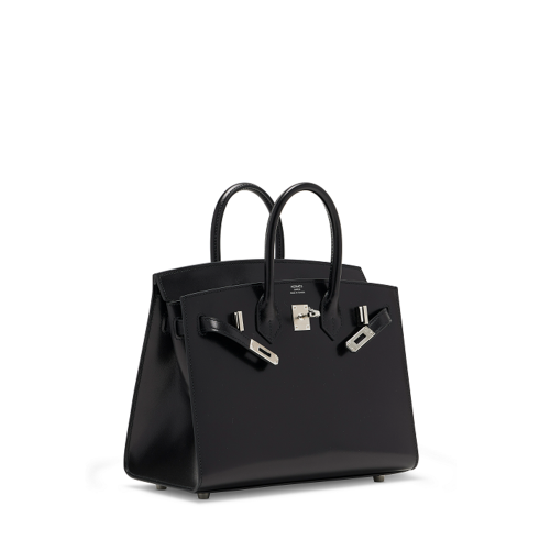 Hermes Birkin 25 Box Noir Silver
